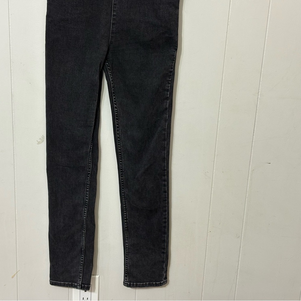 Free People Scarlet Black Denim Jumpsuit Women’s Size 2 Stretch Skinny Ankle Zip - Picture 5 of 12